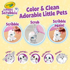 Crayola Scribble Scrubbie Markers and scrub brush kit for easy cleanup after coloring.