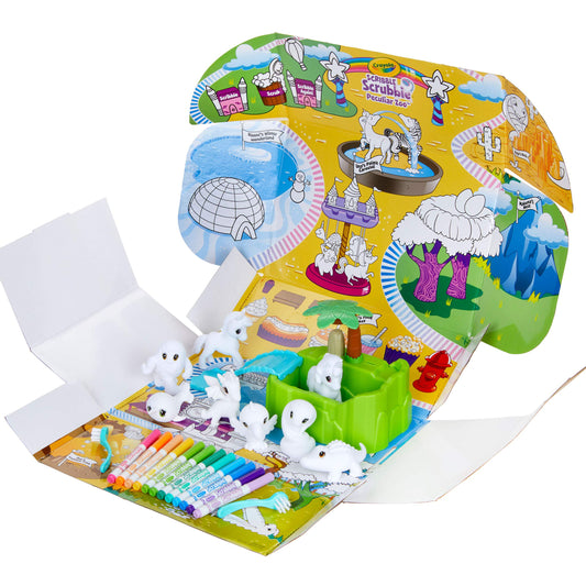 Crayola Scribble Scrubbie Peculiar Zoo pet being colored with washable markers.