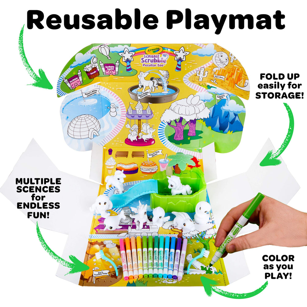 Crayola Scribble Scrubbie Peculiar Zoo pet details highlighted during coloring.
