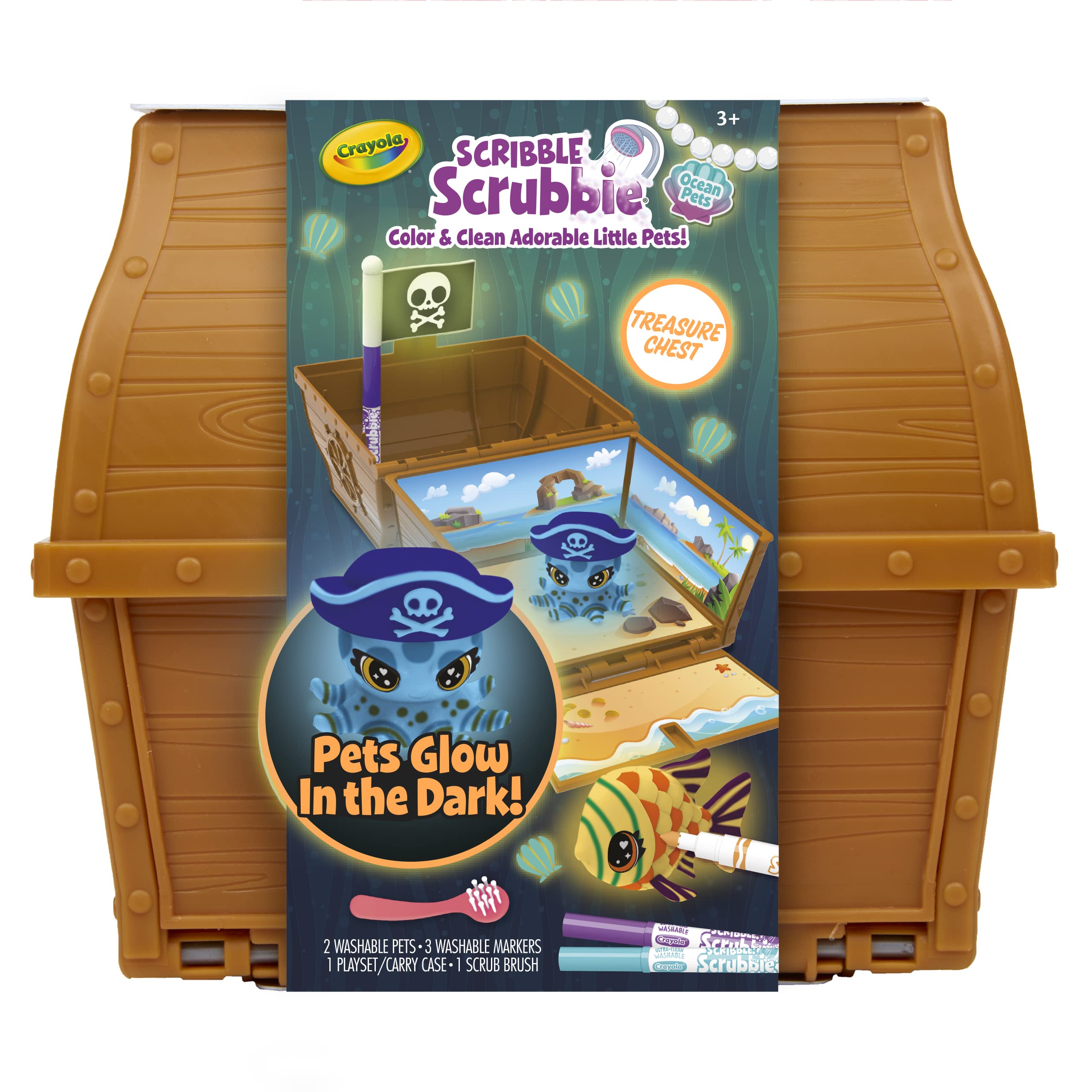Crayola Scribble Scrubbie Glow Ocean Octopus Marco glows in the dark for creative decoration