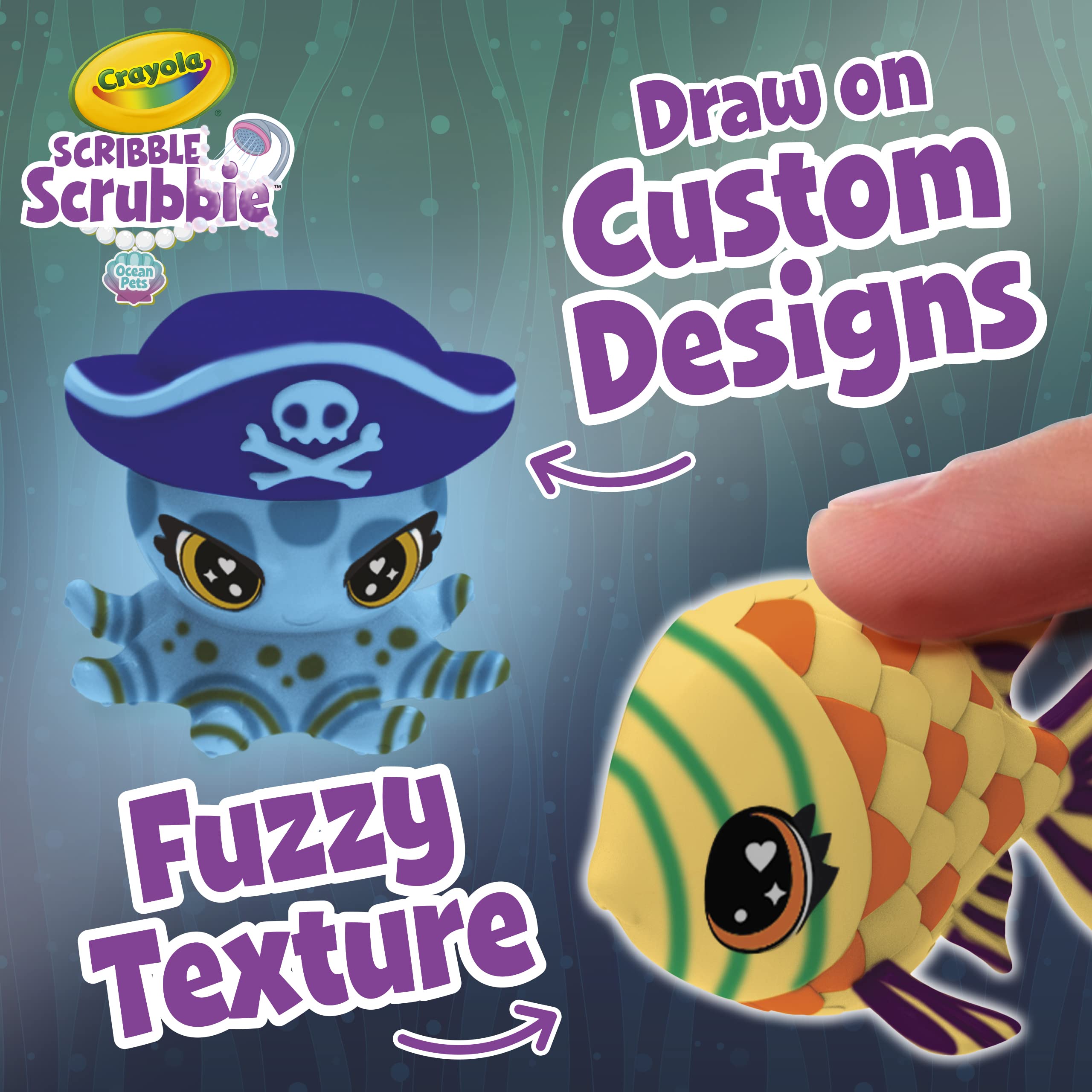 Crayola Scribble Scrubbie Glow Ocean Scrub Brush assists quick cleaning between designs