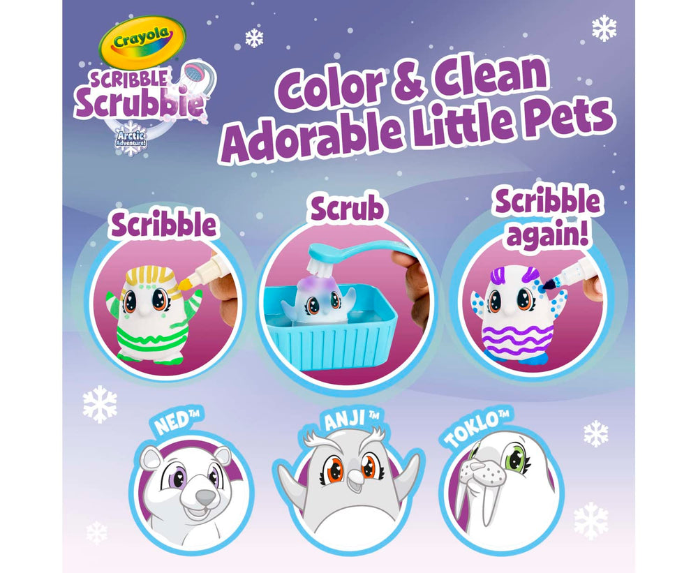 Crayola Scribble Scrubbie Pets tubs for easy washing and reuse.