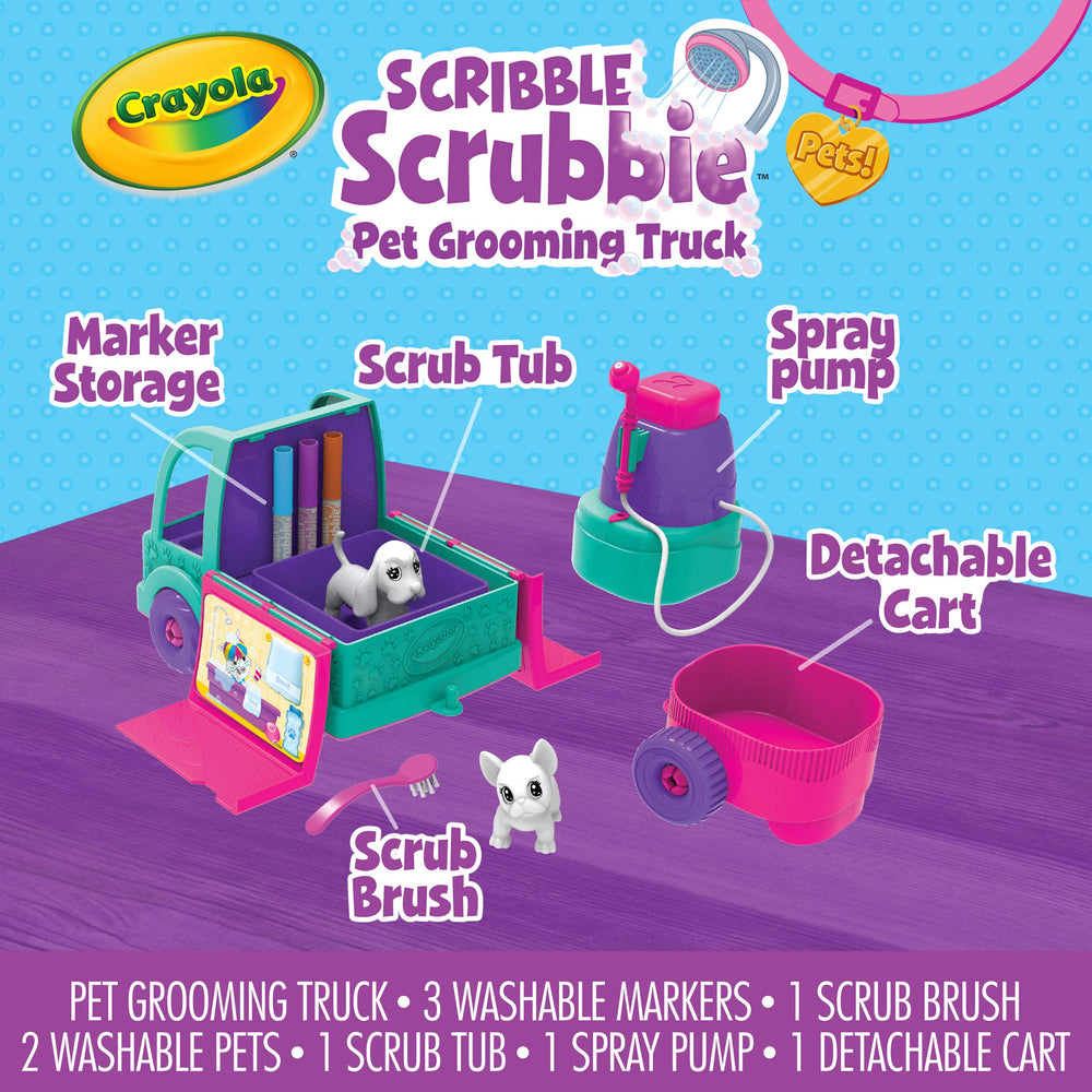 Crayola Scribble Scrubbie Pets two-pets set for imaginative grooming sessions.