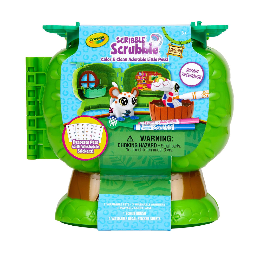 Crayola Scribble Scrubbie Safari Treehouse storage case with foldable handles for on-the-go play.