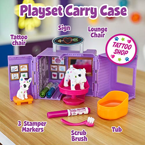 Crayola Scribble Scrubbie Tattoo Shop bulldog toy for creative coloring and washable play.