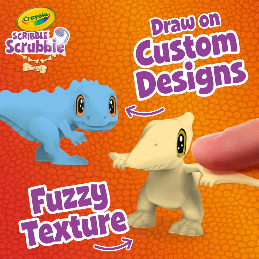 Crayola Scribble Scrubbie Washable Markers enable mess-free coloring on dinos.