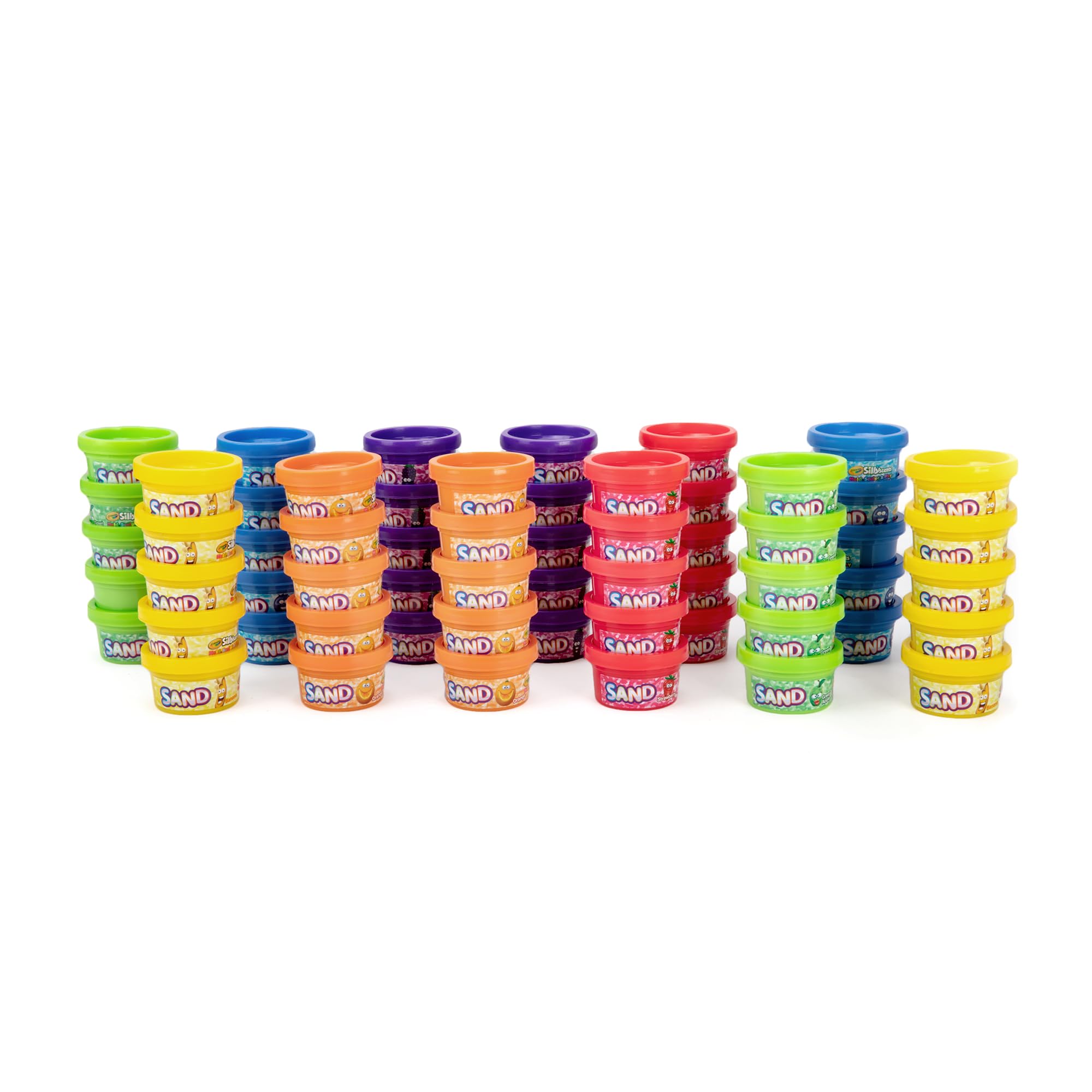 Crayola Silly Scents 60-tub display for classroom parties and stocking stuffers.