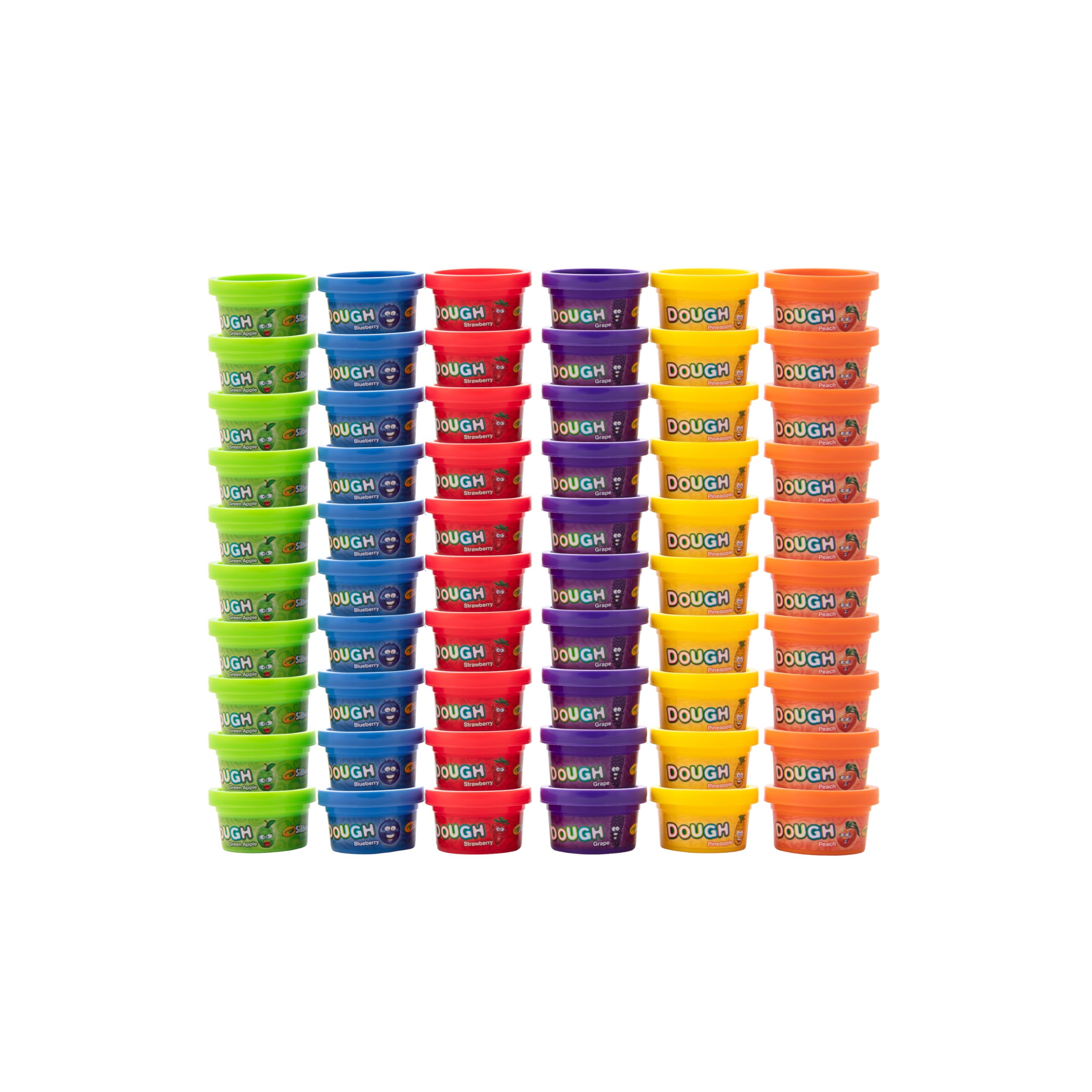 Crayola Silly Scents Dough tubs keep contents fresh in resealable packaging.
