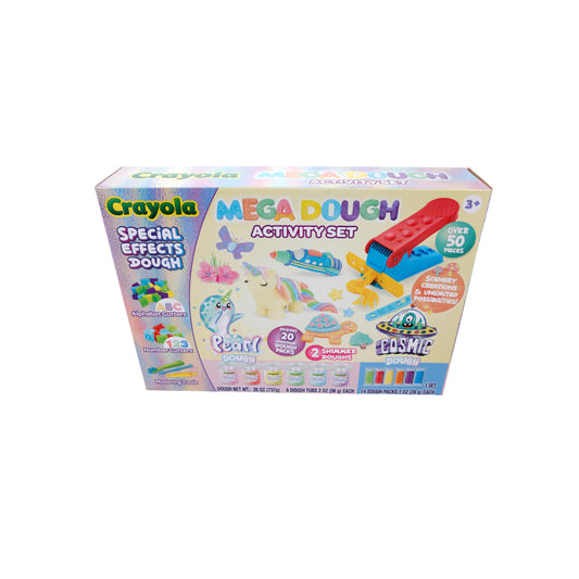 Crayola Silly Scents Mega Dough alphabet cutters used for letter learning.
