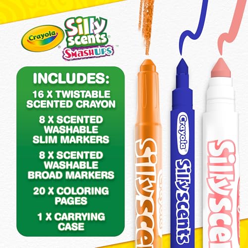 Crayola Silly Scents broad-line markers for bold strokes and scents.
