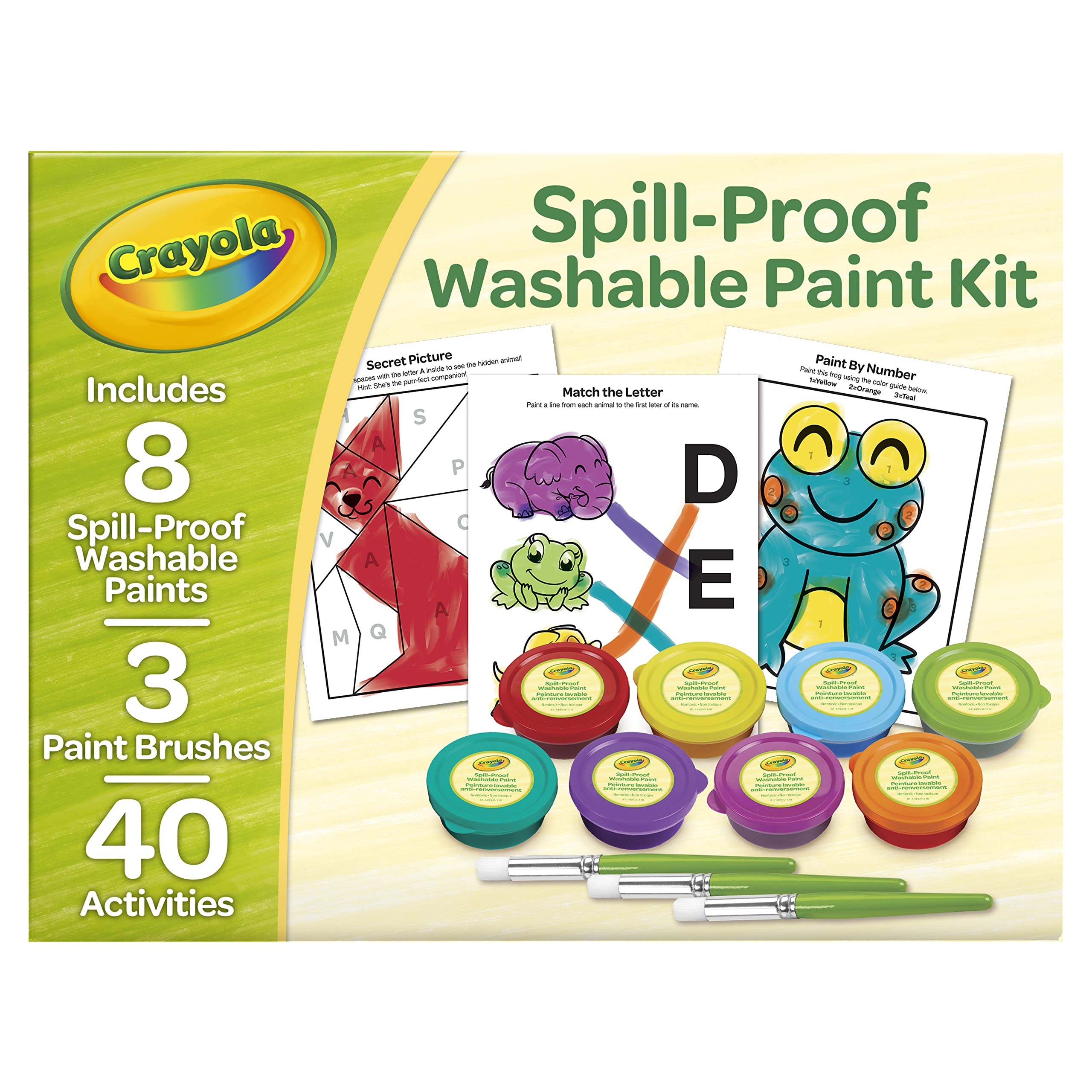Crayola Spill Proof Paint Set includes 2 trays to organize colors