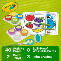 Crayola Spill Proof Paint Set with 3 kid-friendly brushes for little hands