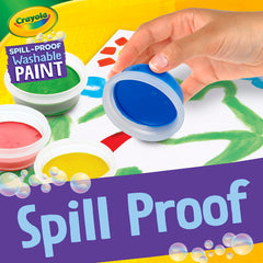Crayola Spill Proof Paint Set delivers quick-drying colors on paper.
