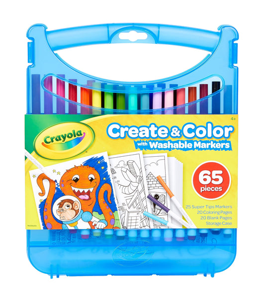 Crayola Super Tips color set in a sturdy case for organized, on-the-go art.