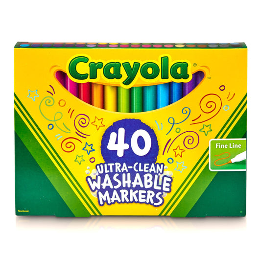 Crayola Ultra Clean markers in packaging display for easy classroom stocking.