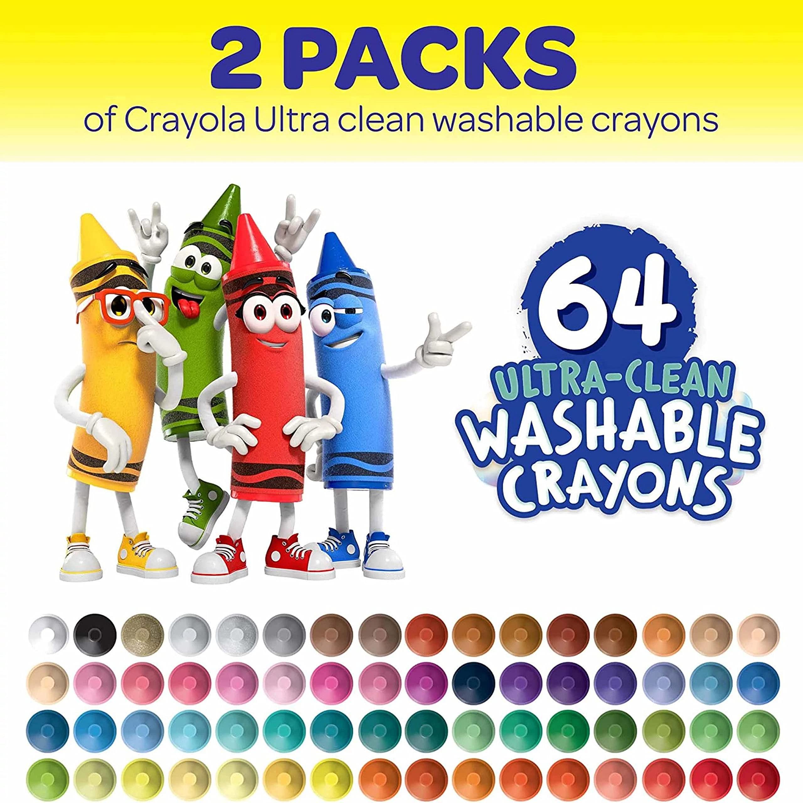 Crayola Washable Crayons 64ct colors close-up demonstrates smooth color for doodling
