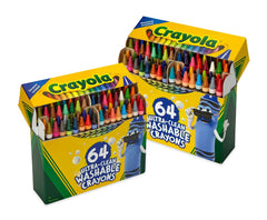 Crayola Washable Crayons 64ct two boxes cover shows vibrant colors for school projects