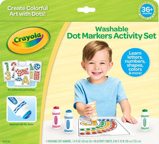 Crayola Washable Dot Markers with four markers for easy cleanup.