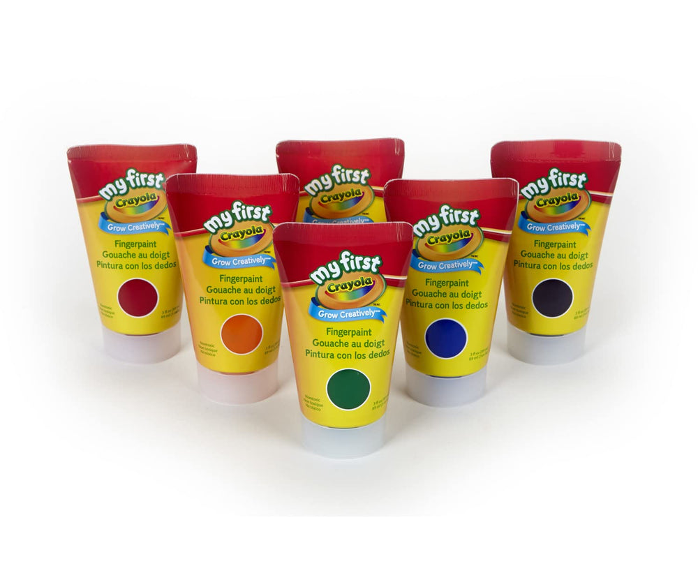 Crayola orange finger paint for vivid art sessions, safe for little hands and quick cleanup.