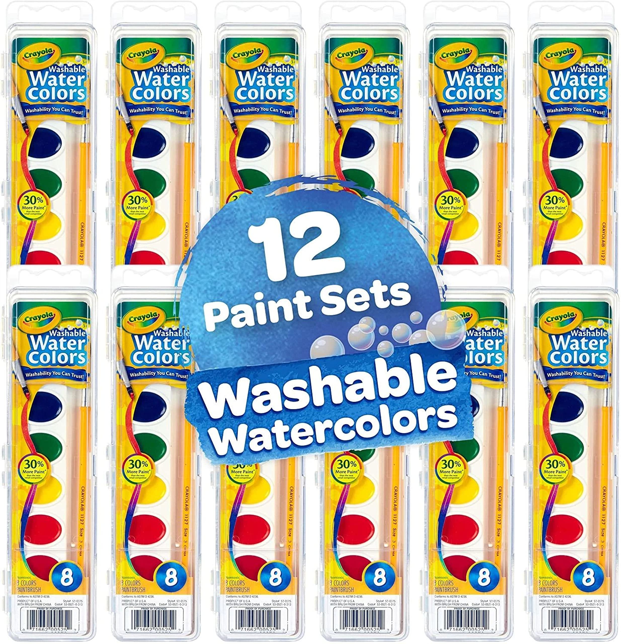 Crayola washable paint easily cleans from skin and clothes.