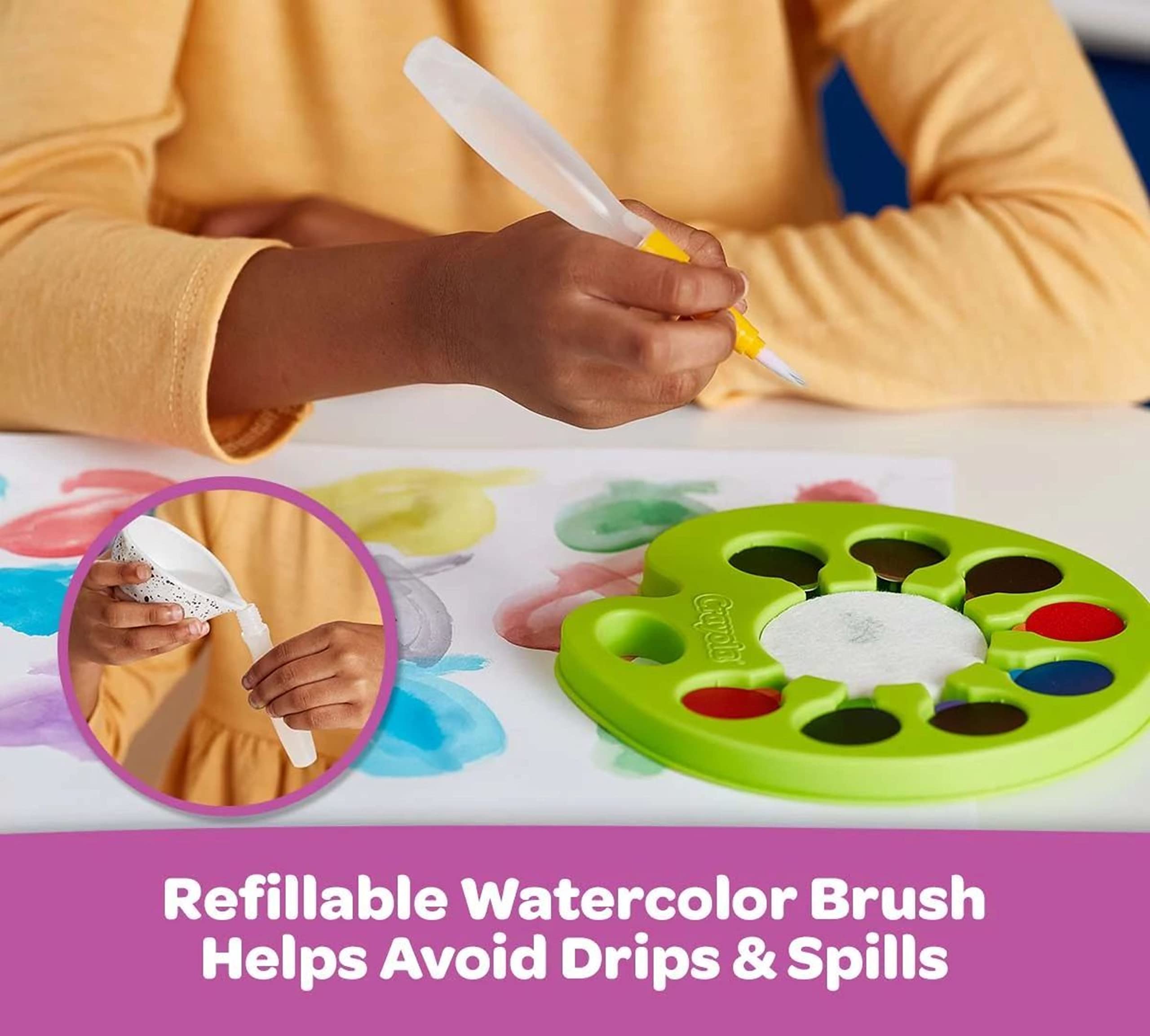 Crayola Watercolor Pop reusable palette arranged for organized painting sessions.