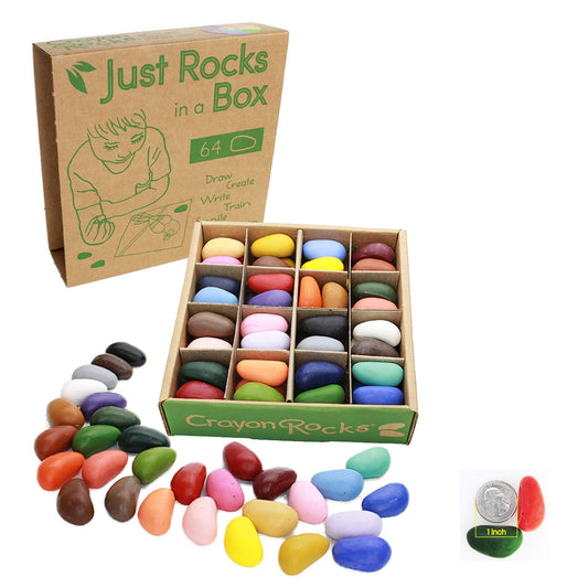 Crayon Rocks Just Rocks box-64-count displays a bright color assortment for kids.
