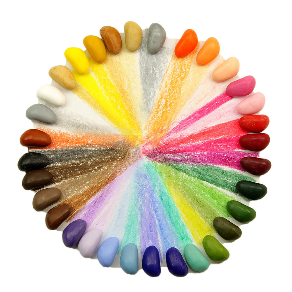 Crayon Rocks size-dimensions show child-friendly 1¼ by ¾ inch crayons.
