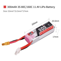 GAONENG 3S 300mAh LiPo showing high discharge for agile Betafpv racing