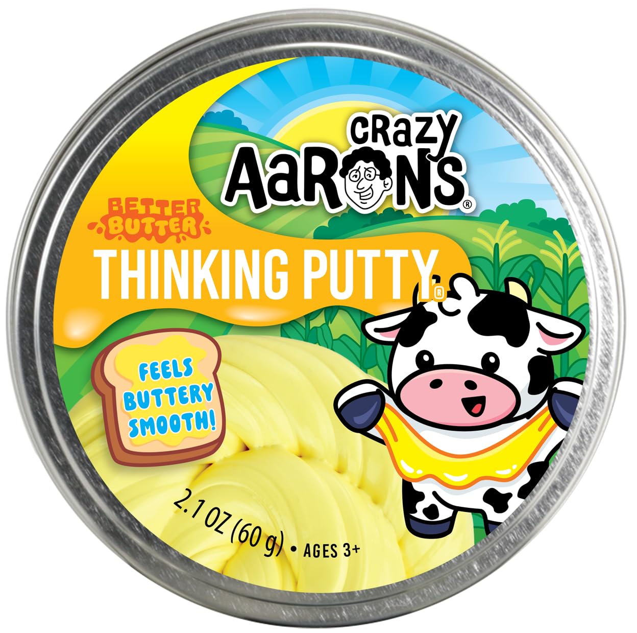 Crazy Aaron's Better Butter Thinking Putty texture close-up showing creamy butter-like feel for tactile focus.