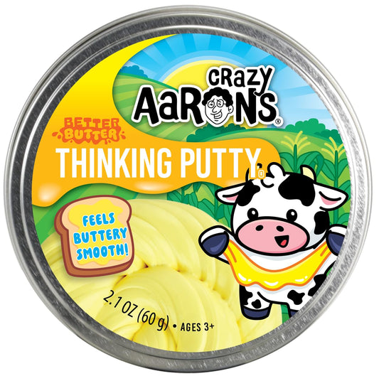 Crazy Aaron's Better Butter Thinking Putty texture close-up showing creamy butter-like feel for tactile focus.