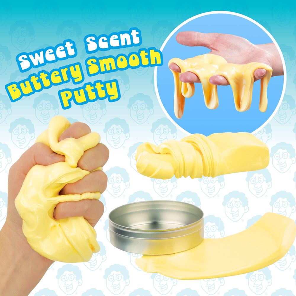Better Butter Thinking Putty yellow color close-up highlighting ultra-smooth, creamy texture for sensory play.