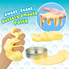 Better Butter Thinking Putty yellow color close-up highlighting ultra-smooth, creamy texture for sensory play.