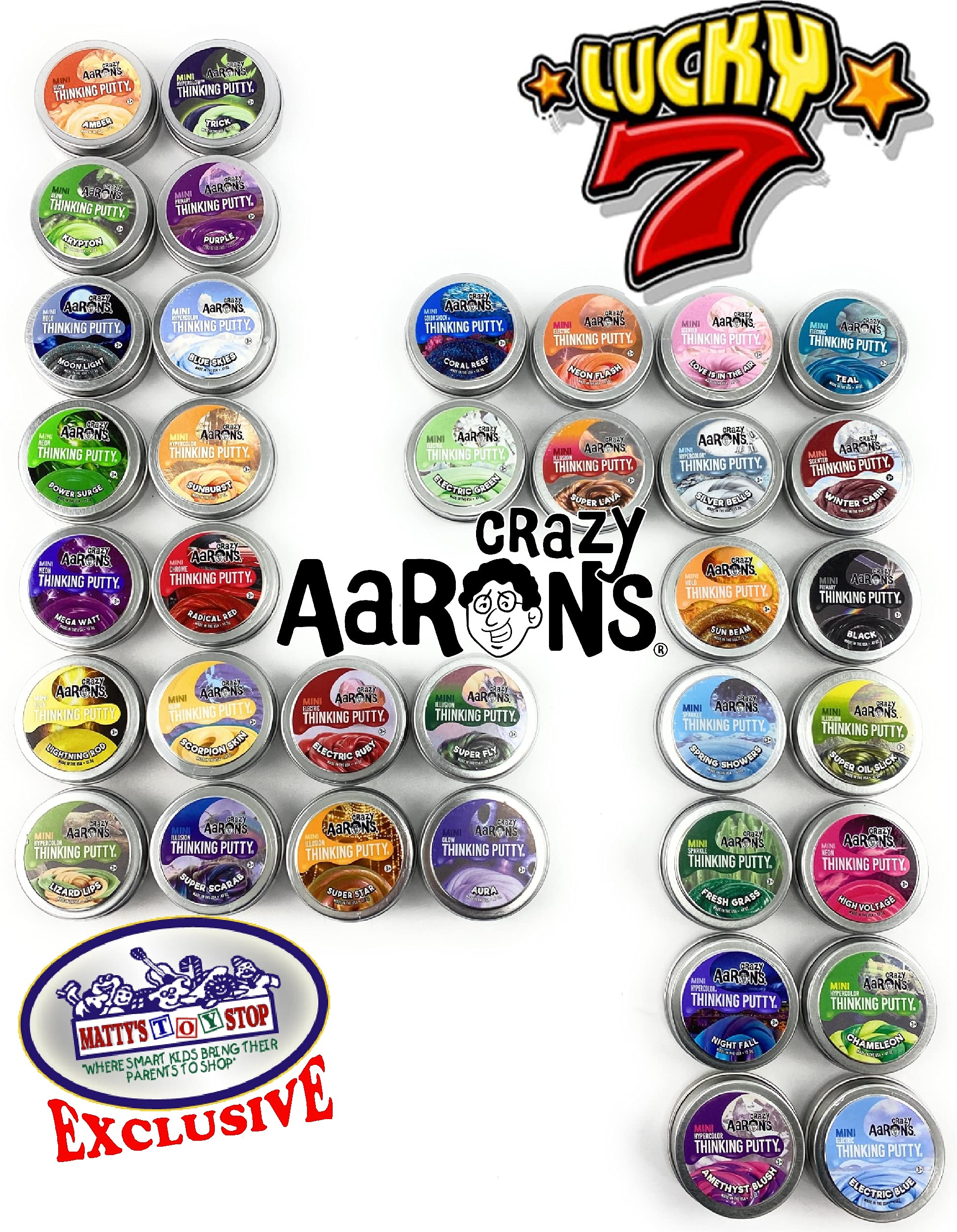 Crazy Aaron's Putty assorted colors mini tins for imaginative tactile play