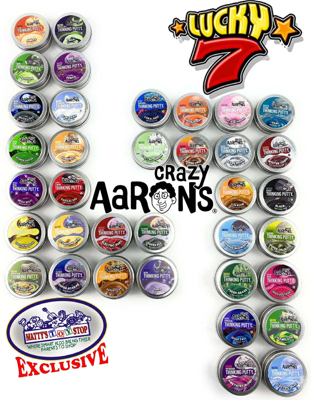 Crazy Aaron's Putty assorted colors mini tins for imaginative tactile play