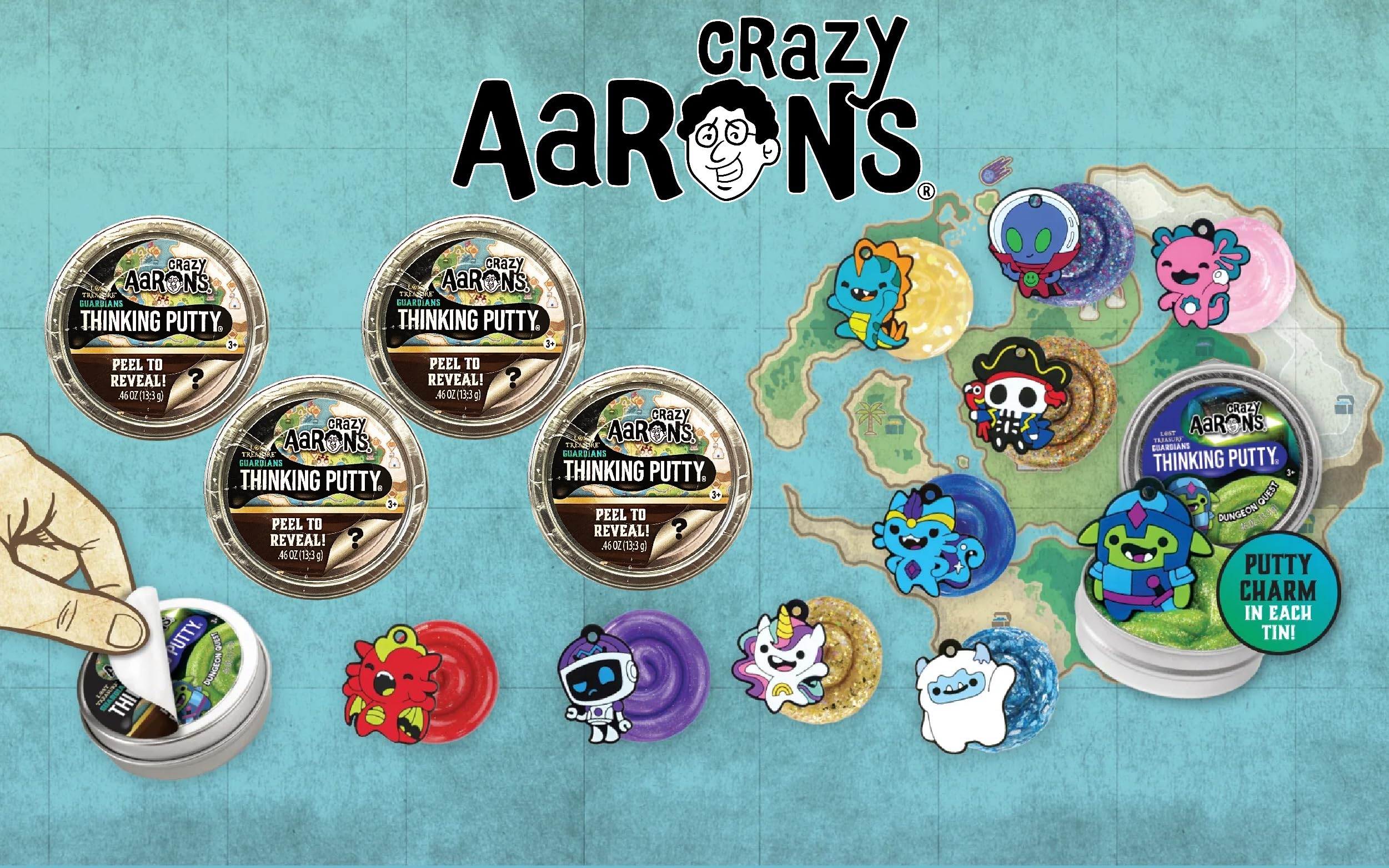 Crazy Aaron's Putty Buried Treasure tin with real gold adds sparkle and collectability.