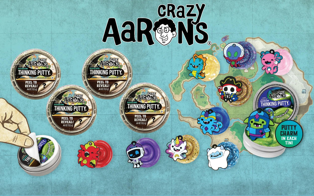 Crazy Aaron's Putty Buried Treasure tin with real gold adds sparkle and collectability.