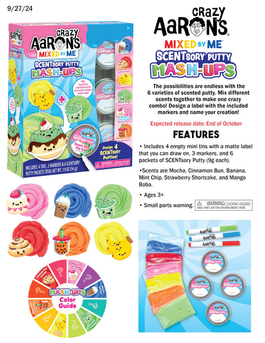 Crazy Aaron's Scentsory Mashups six tins close-up shows portable, mess-free setup