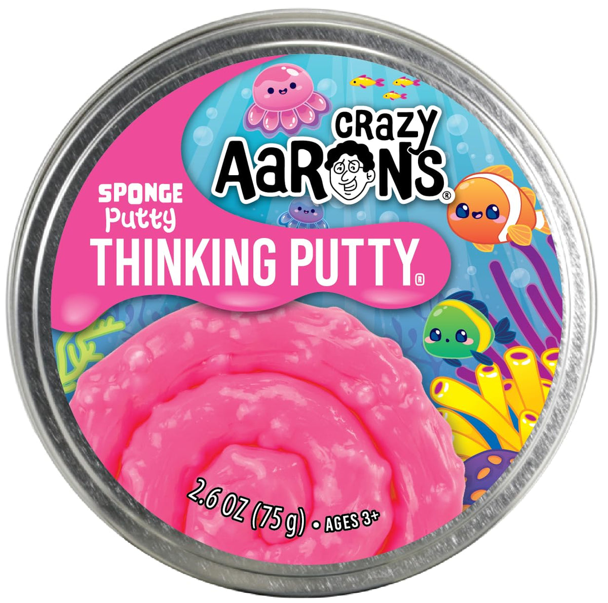 Crazy Aaron's Sponge Putty hot pink beads close-up for tactile sensory play.