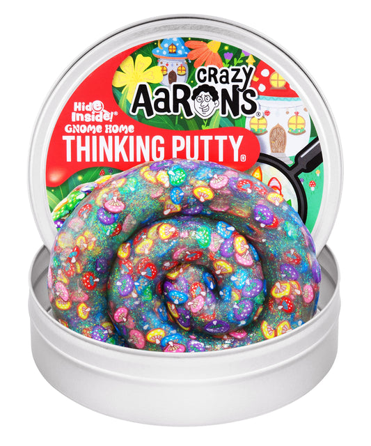 Crazy Aaron's Thinking Putty Gnome Home with mushroom pieces enhances tactile exploration and color discovery