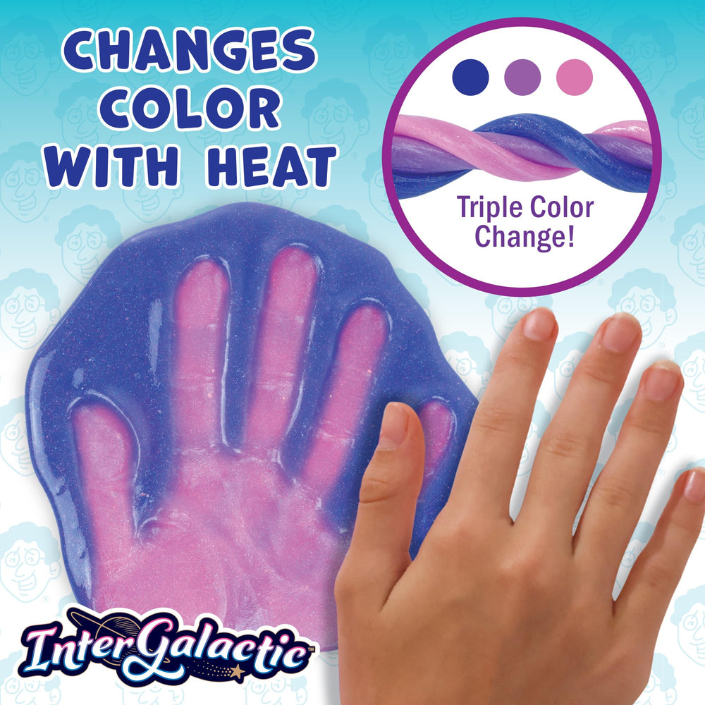Crazy Aaron's Thinking Putty Intergalactic swirl demonstrates color shifts during manipulation.