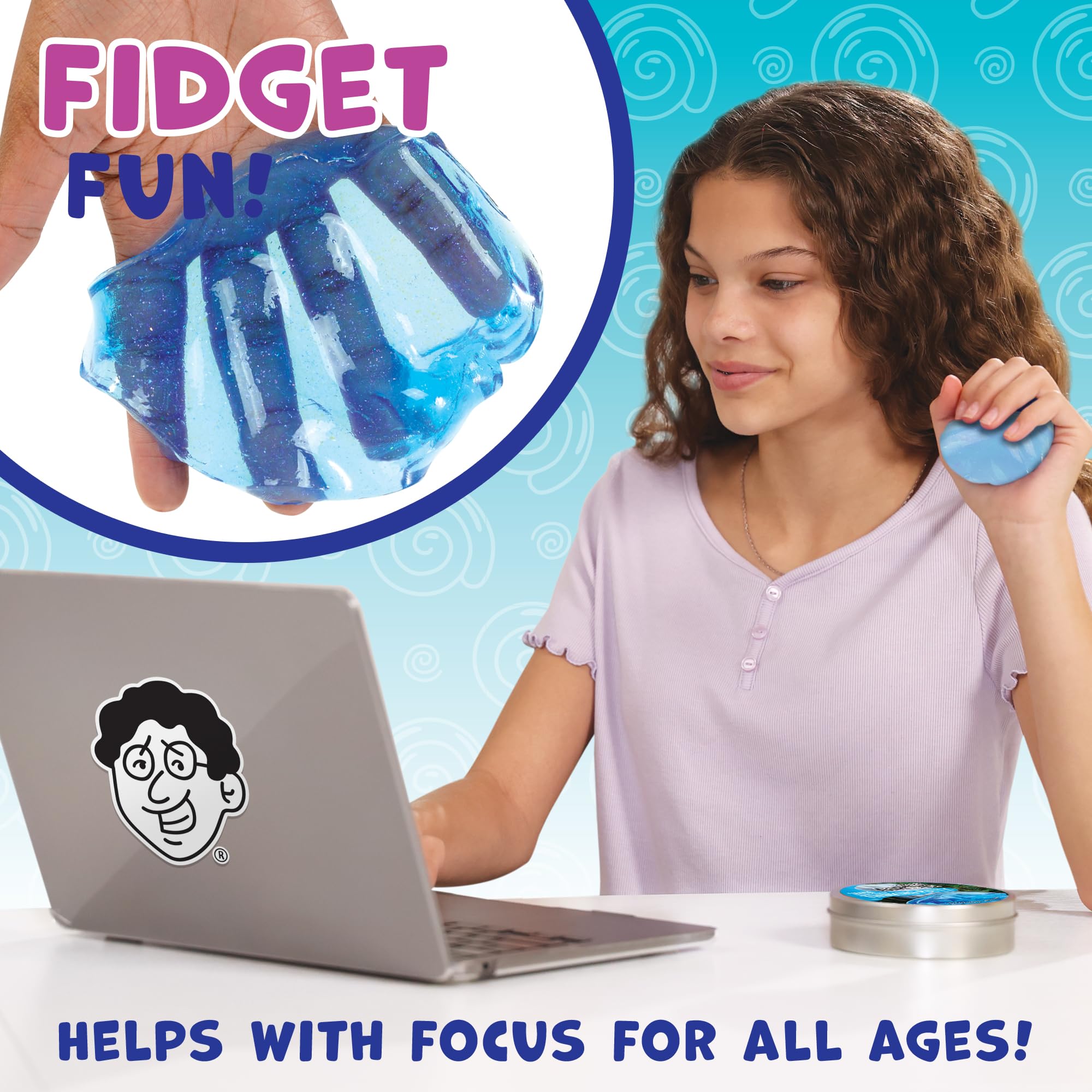 Crazy Aaron's Thinking Putty made in USA uses non-drying formula for long sessions.
