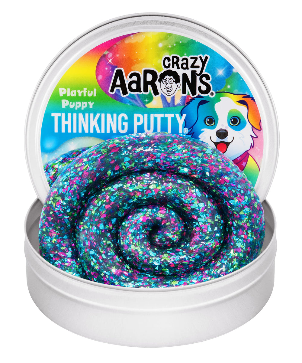 Crazy Aaron's Thinking Putty Playful Puppy glitter closeup for tactile color play