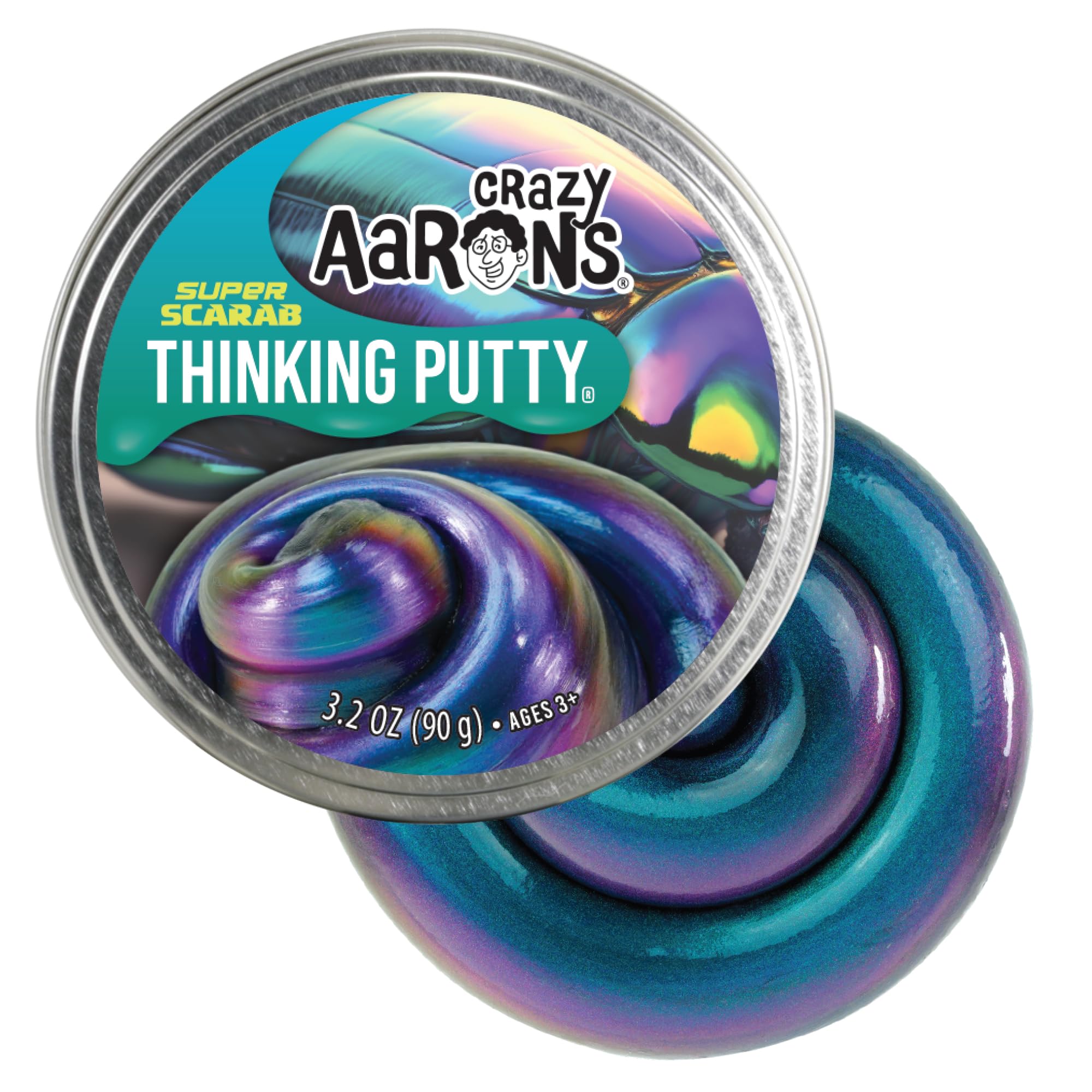 Crazy Aaron's Thinking Putty Super Scarab with metallic hues for creative color-shift exploration.