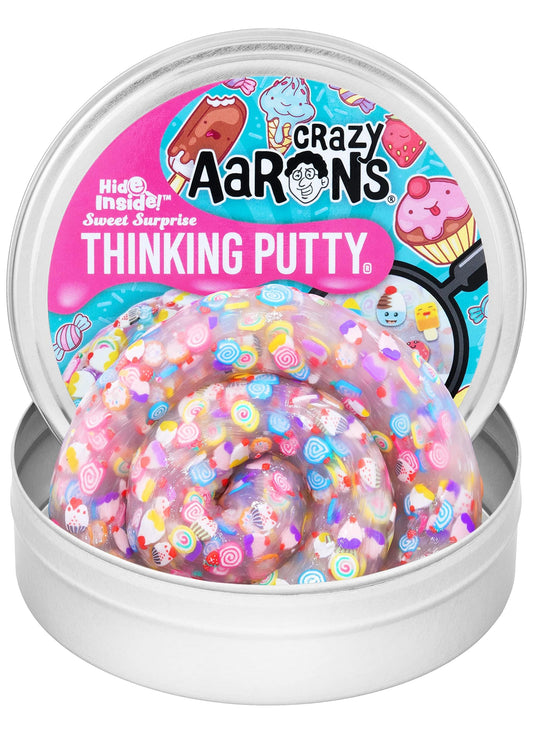 Crazy Aaron's Thinking Putty Sweet Surprise jar with hidden dessert pieces for engaging discovery