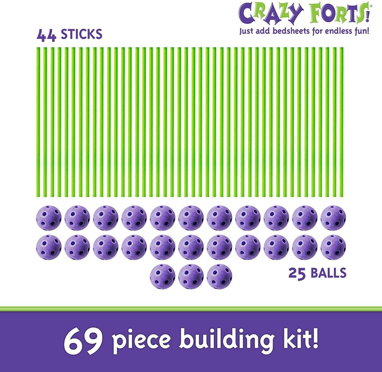 Crazy Forts portable kit travels easily for indoor and outdoor play.