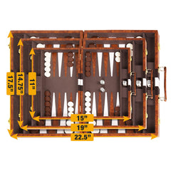 Crazy Games premium backgammon 11in brown travel case folds securely for easy transport