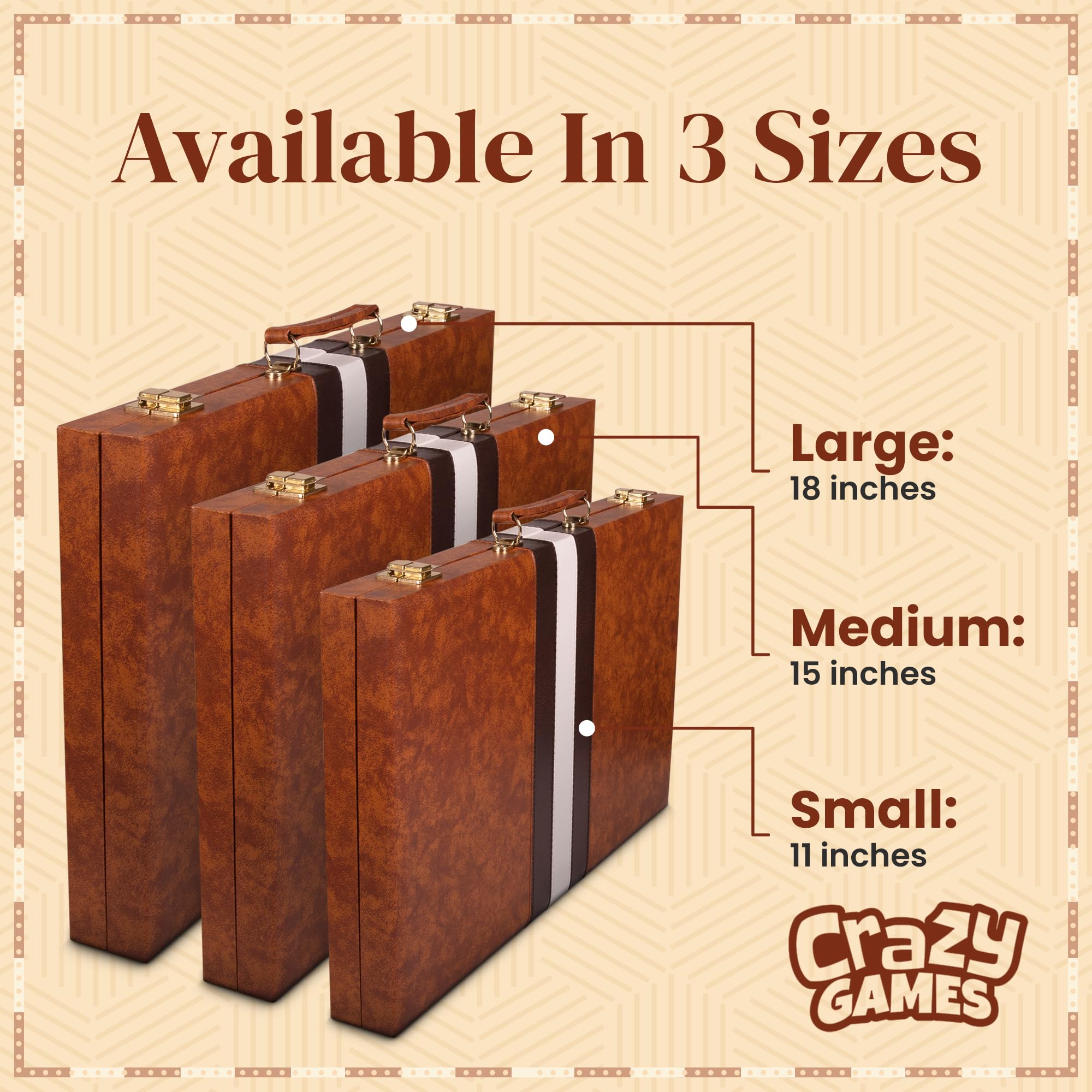 Crazy Games travel backgammon set in a compact case fits bags and cars