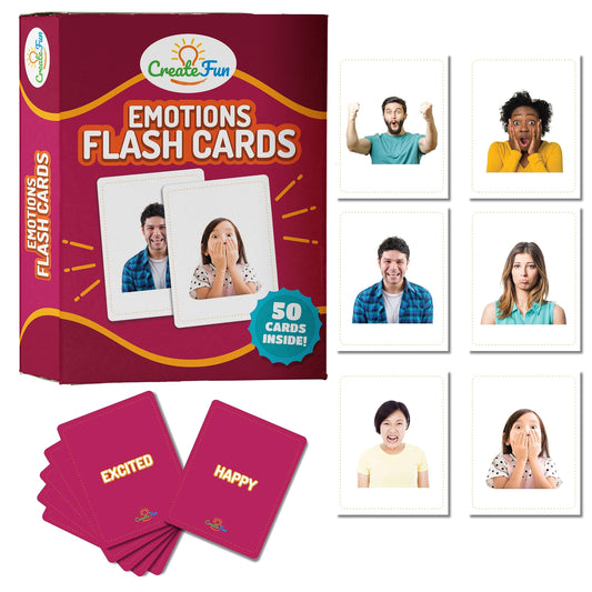CreateFun 50 Emotions Flash Cards cover image for engaging emotion recognition activities