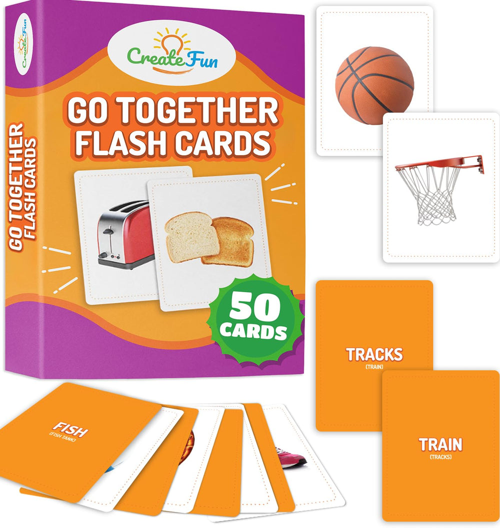 CreateFun Go Together flash cards with 50 realistic matching cards for classroom and conversation practice