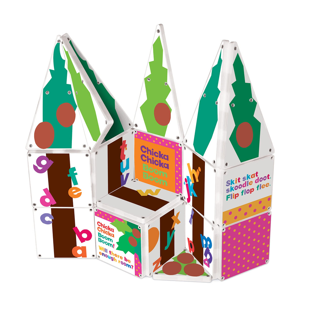 CreateOn Chicka Chicka Boom Boom magnetic pieces connect easily for hands-on STEM fun.